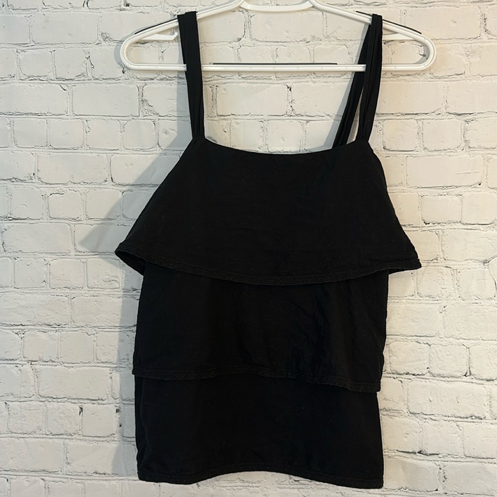 Loft cotton & linen 3 tier black top